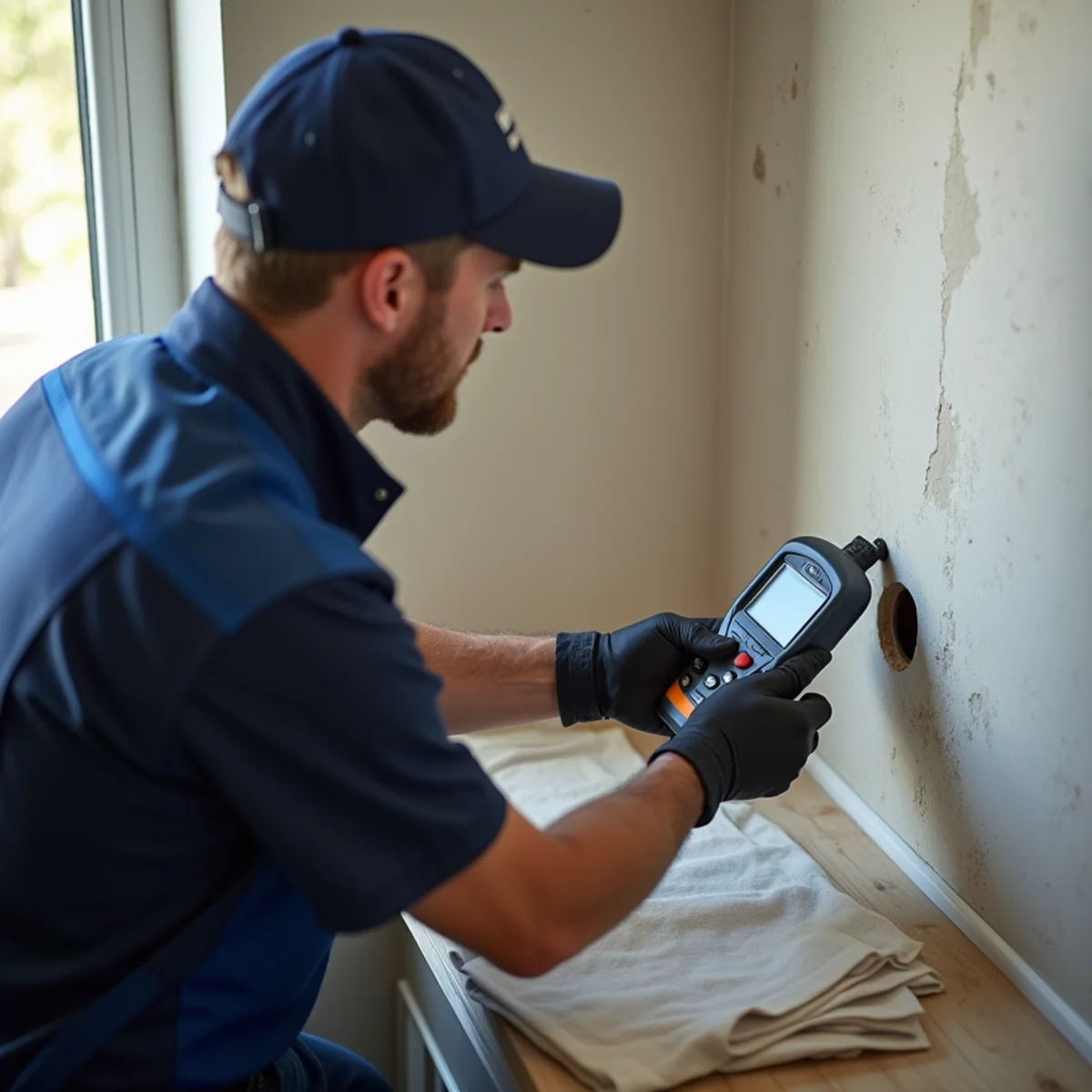 Licensed plumber performing leak detection in an Englewood, CO home