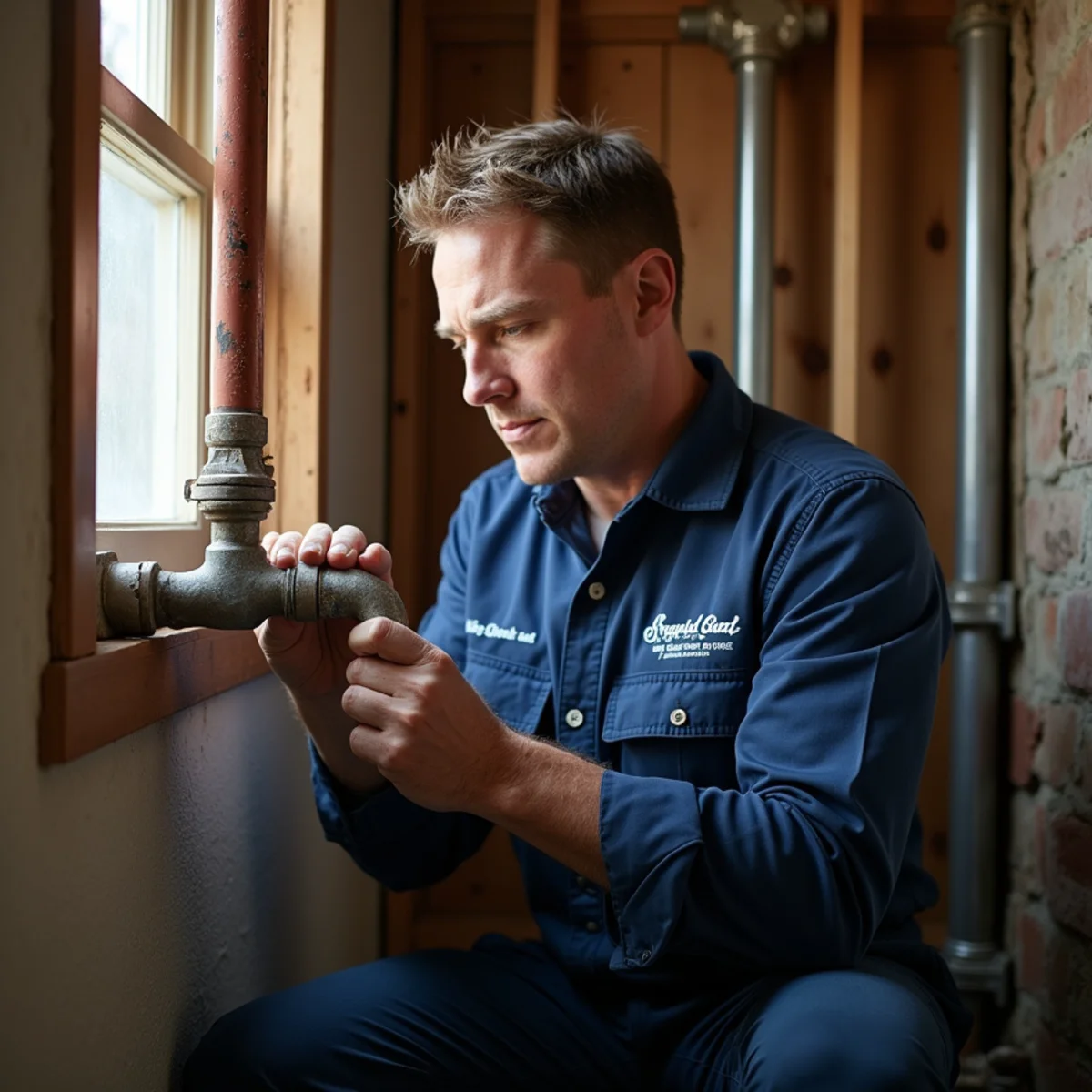 Licensed plumber repairing old pipe in a Boulder, CO Victorian home
