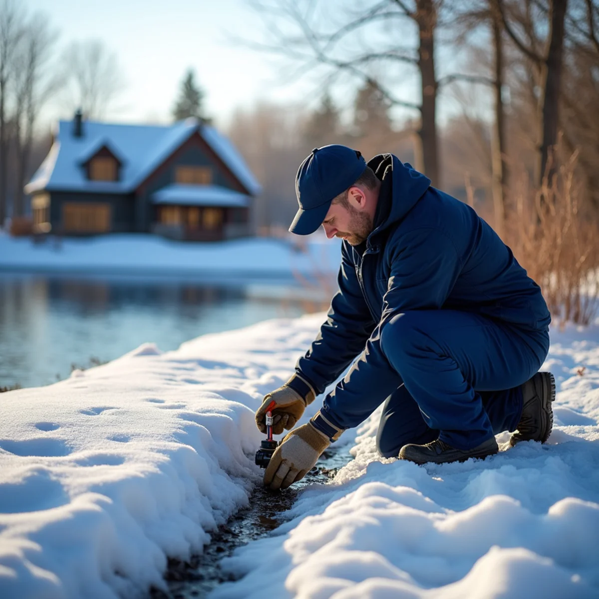 Licensed plumber repairing a frozen water line at a Bow Mar, CO lakeside home