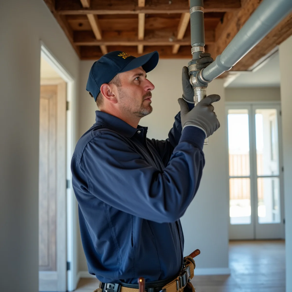 Licensed plumber repiping polybutylene lines in a Centennial, CO home