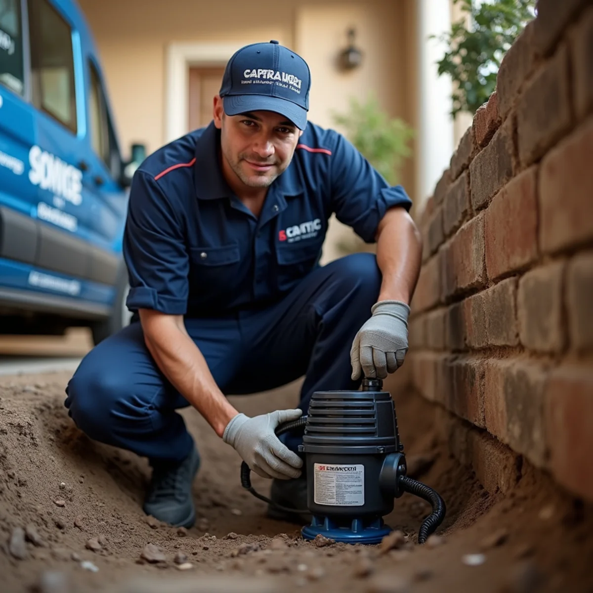 Licensed plumber installing a sump pump in a Columbine Valley, CO home