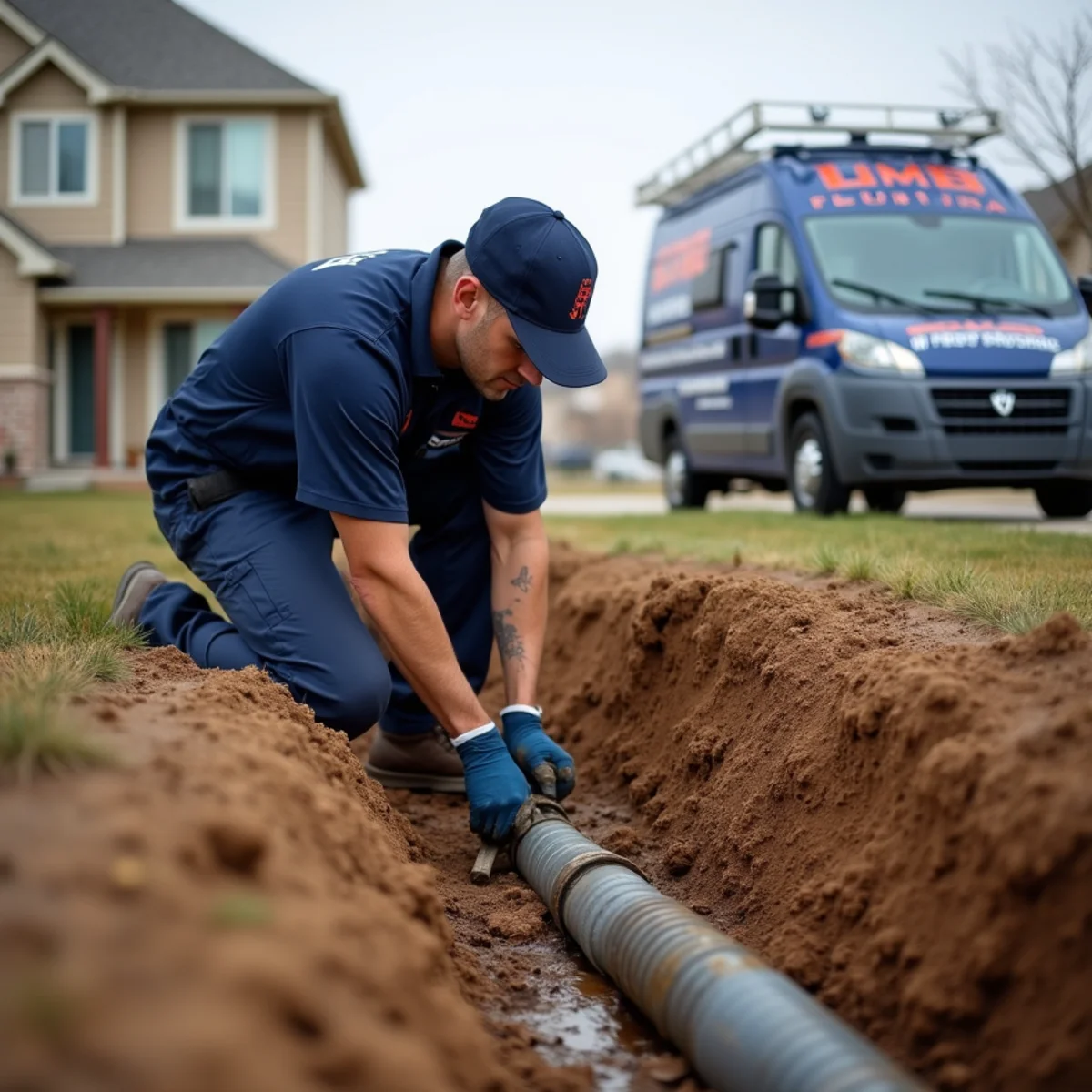 Licensed plumber repairing a sewer belly at a Cottonwood, CO home