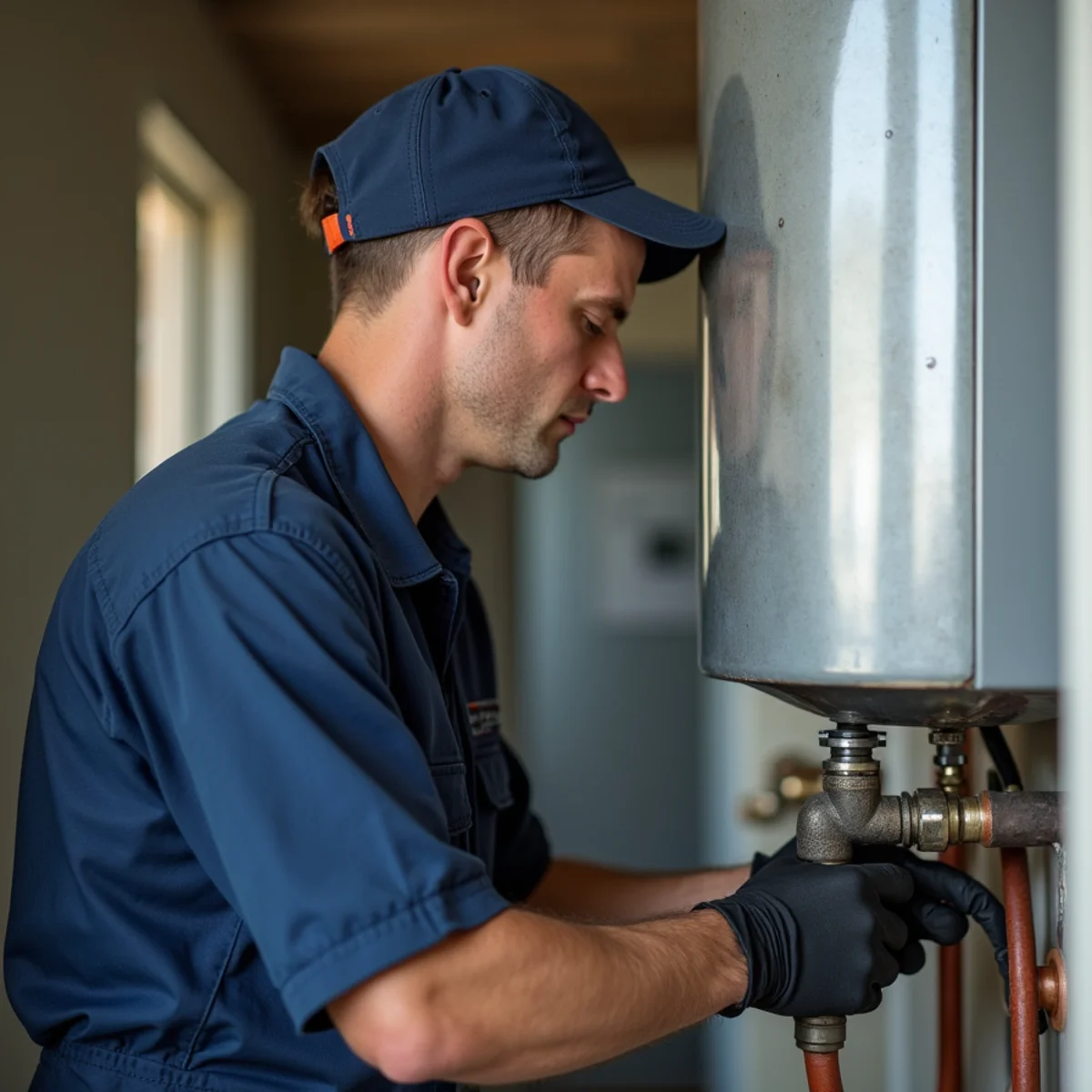 Licensed plumber replacing a hard-water-scaled water heater in Dacono, CO