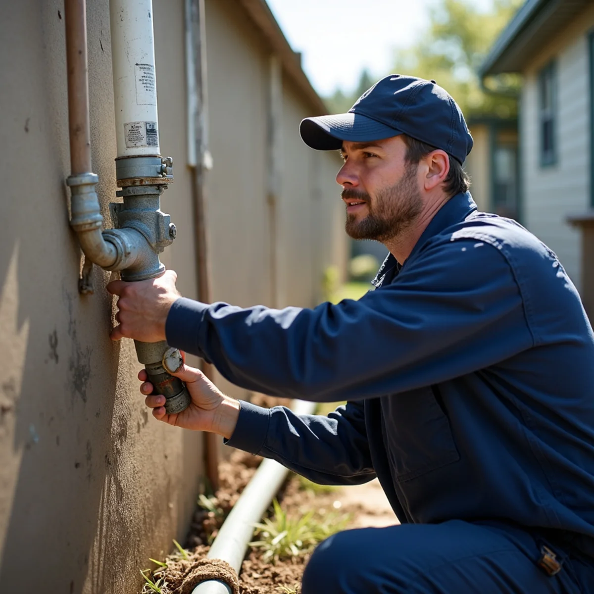 Licensed plumber repairing a shared water line at a Federal Heights, CO property