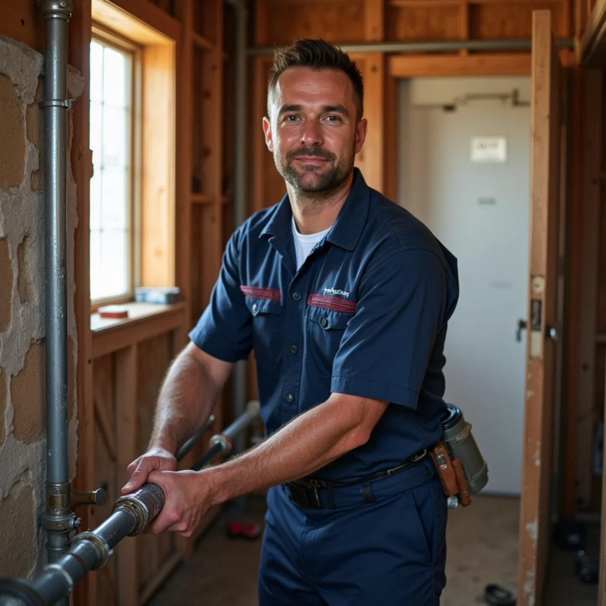 Licensed plumber repiping a water line in a Lakewood, CO home