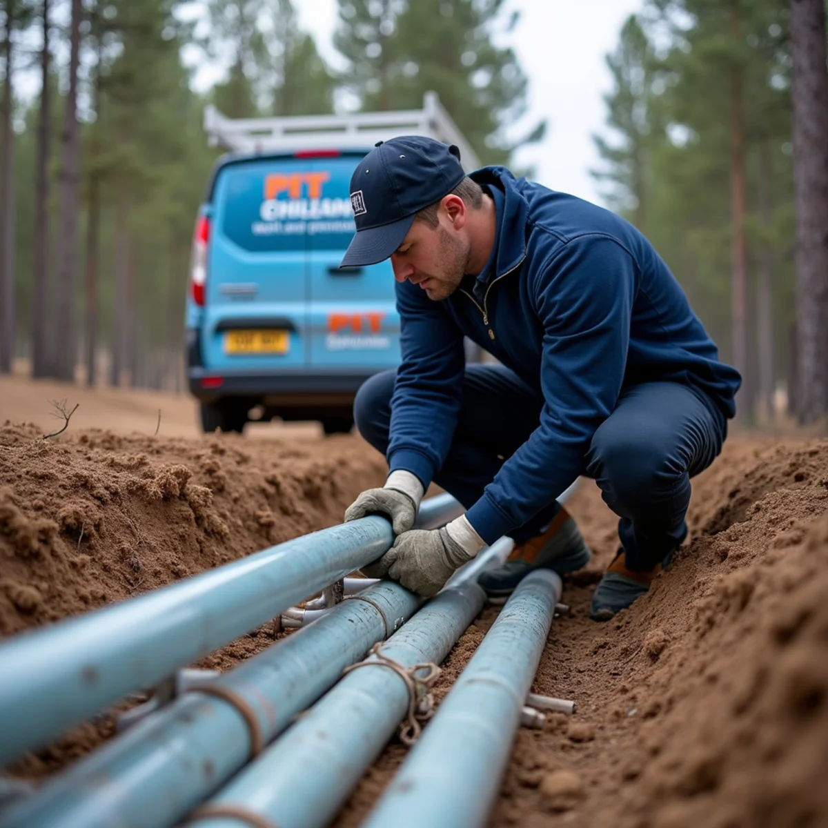 Licensed plumber insulating a well supply line at a home in The Pinery, CO