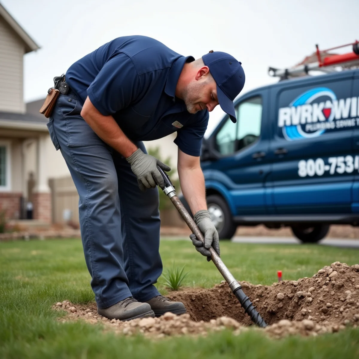 Licensed plumber clearing a main sewer line at a Thornton, CO home
