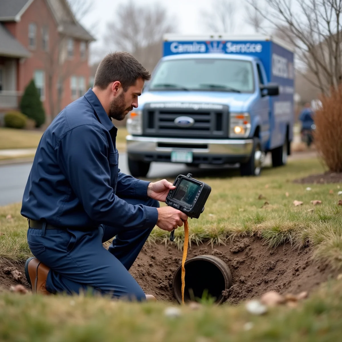 Sewer camera inspection of an underground line at an Englewood, CO property